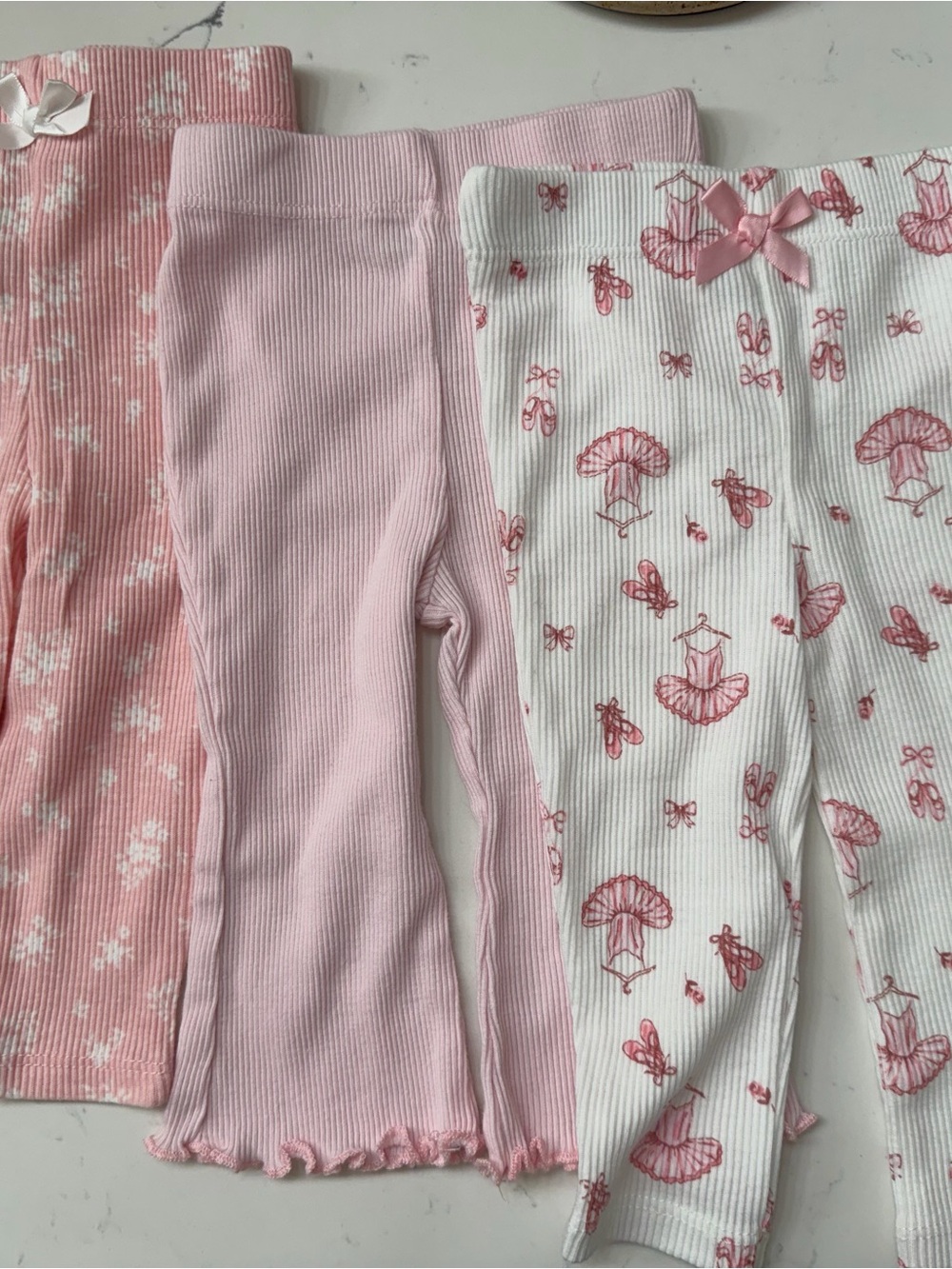 Nicole Miller Baby Pink & White Ballet Leggings 3-Pack 3-6M